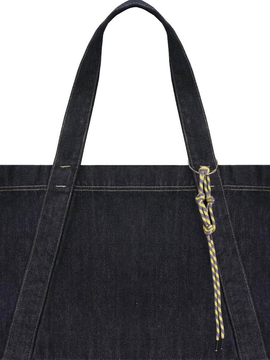 fano Spacious Open Top Casual Minimalist Denim Blue Everyday Women Tote Bags