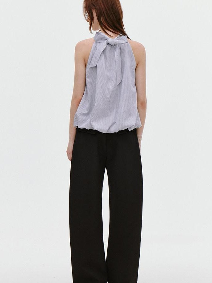 fano Soft Viscose Blend Striped Commuter Loose Halter For Women Halter Crop Tops