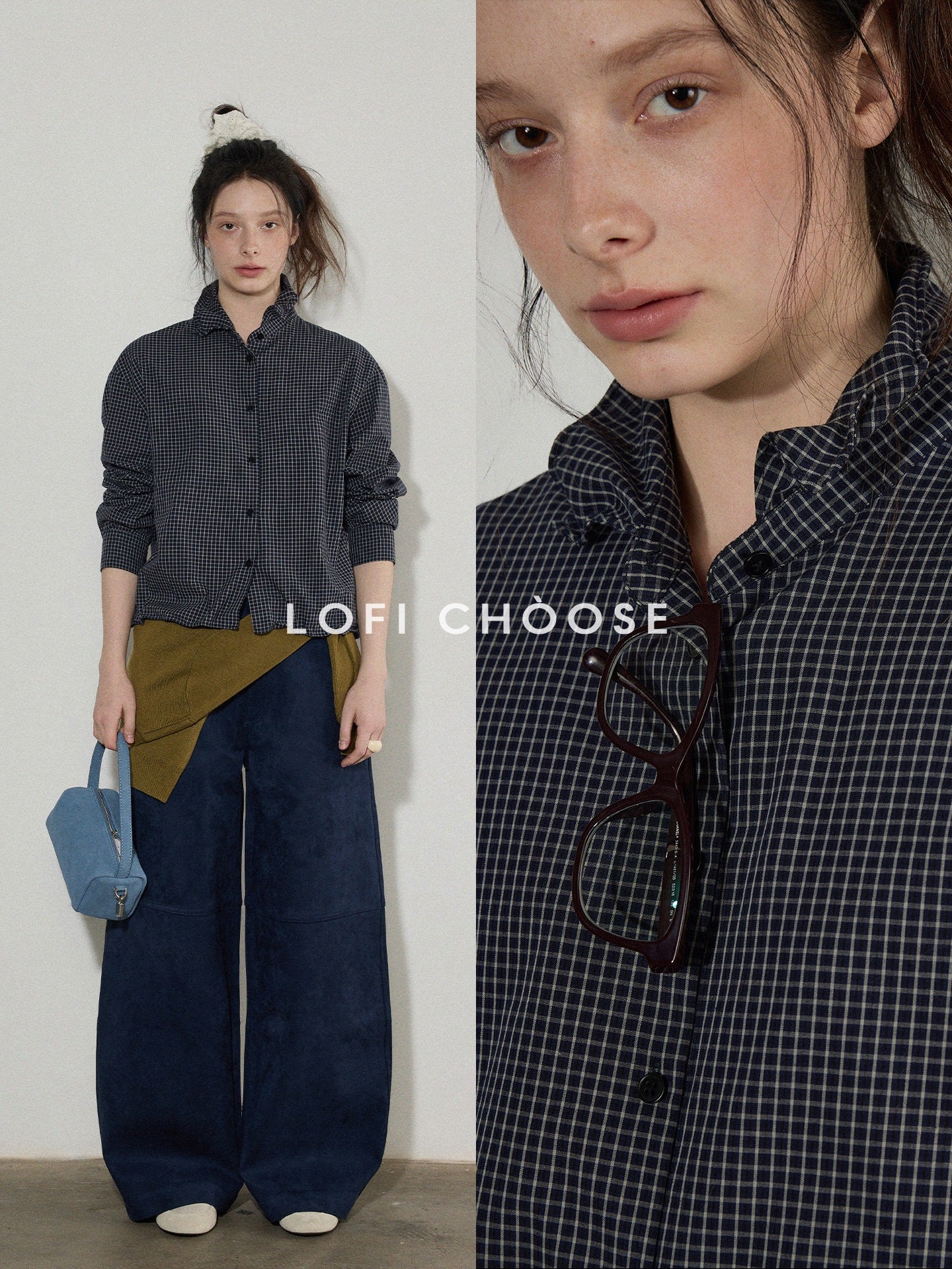 Lofi_choose_Pure_Cotton_Loose_Fit_Plaid_Button_Front_Turn_Down_Collar_Office_Women_Blouses_MISSTT