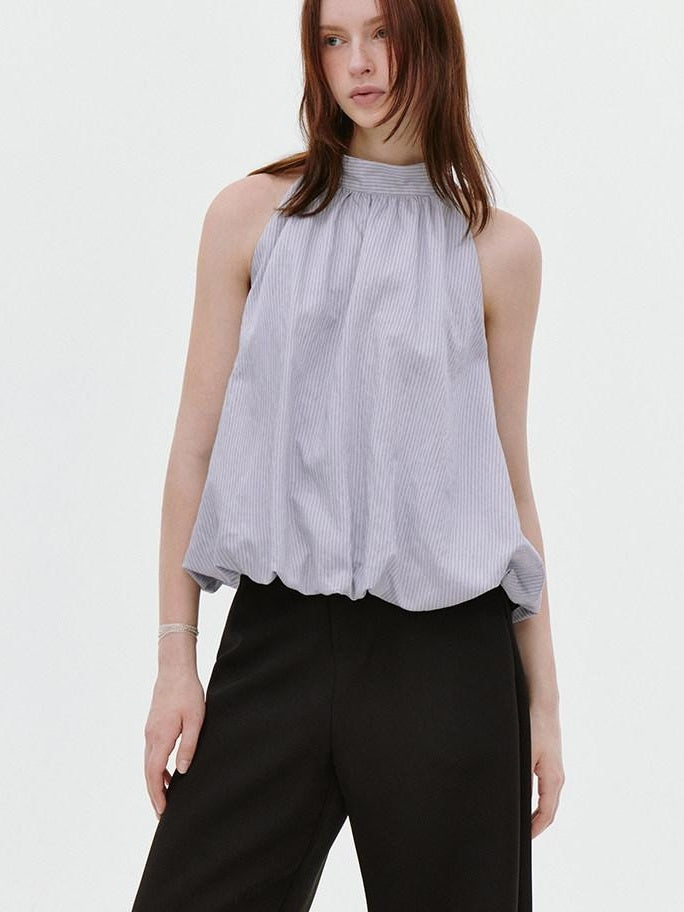 fano Soft Viscose Blend Striped Commuter Loose Halter For Women Halter Crop Tops