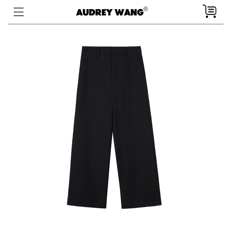 audreyyang_Waist_Slimming_Casual_Cropped_Lapel_Long_Sleeve_Black_Polyester_Top_&_Pants_Sets_MISSTT