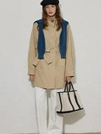 Lofi choose Office Ready Loose Fit Short Stand Collar Single Button Women Khaki Trench Coats