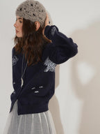 Lofi choose Soft Acrylic Blend Embroidered Classic Fit Round Neck Office Knitwear Cardigans
