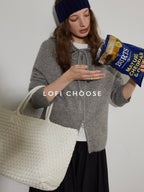 Lofi choose Soft Acrylic Wool Blend Oversized Zip Hooded Women Heather Gray Hoodie