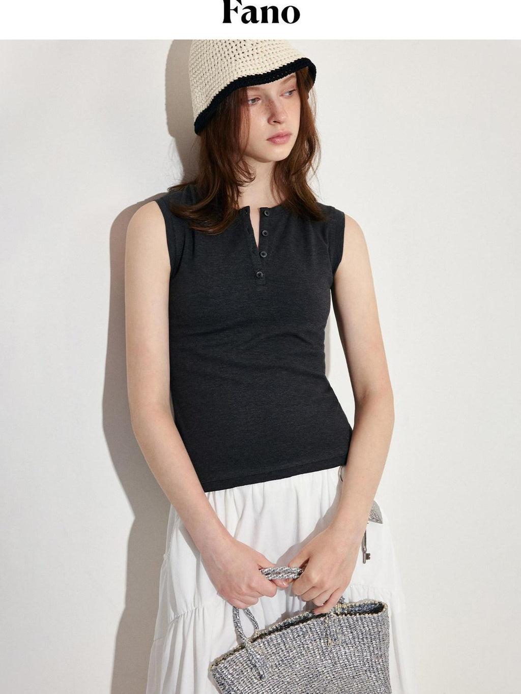 fano Soft Stretch Viscose Blend Slim Fit Commuter Office Essential Solid Tank Tops