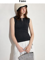 fano Soft Stretch Viscose Blend Slim Fit Commuter Office Essential Solid Tank Tops