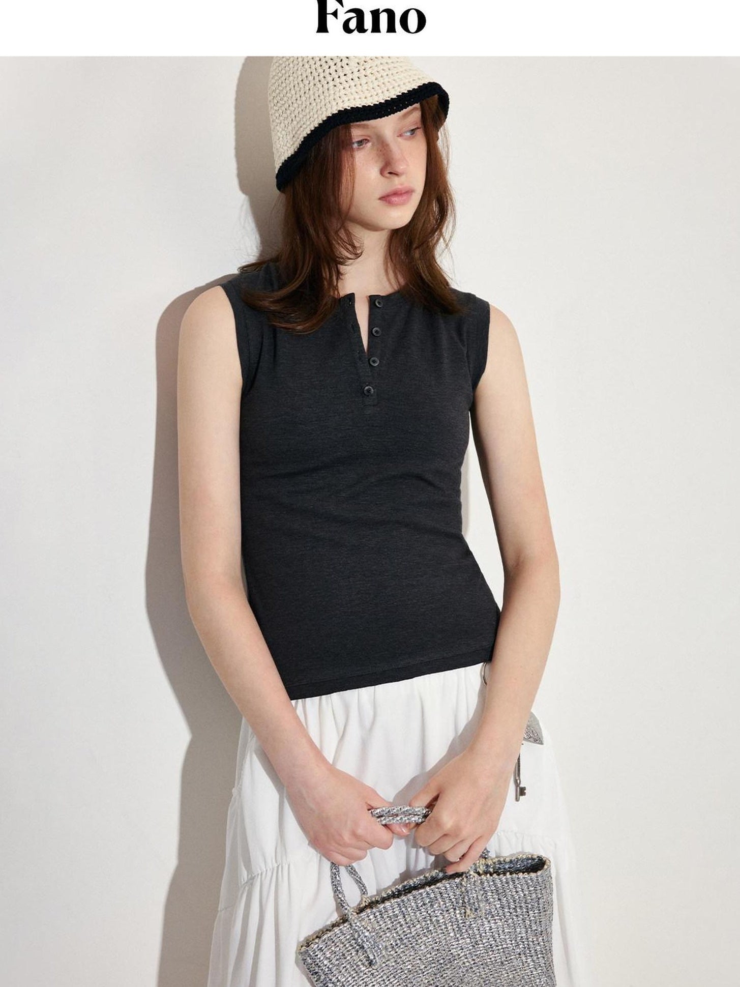 fano Soft Stretch Viscose Blend Slim Fit Commuter Office Essential Solid Tank Tops