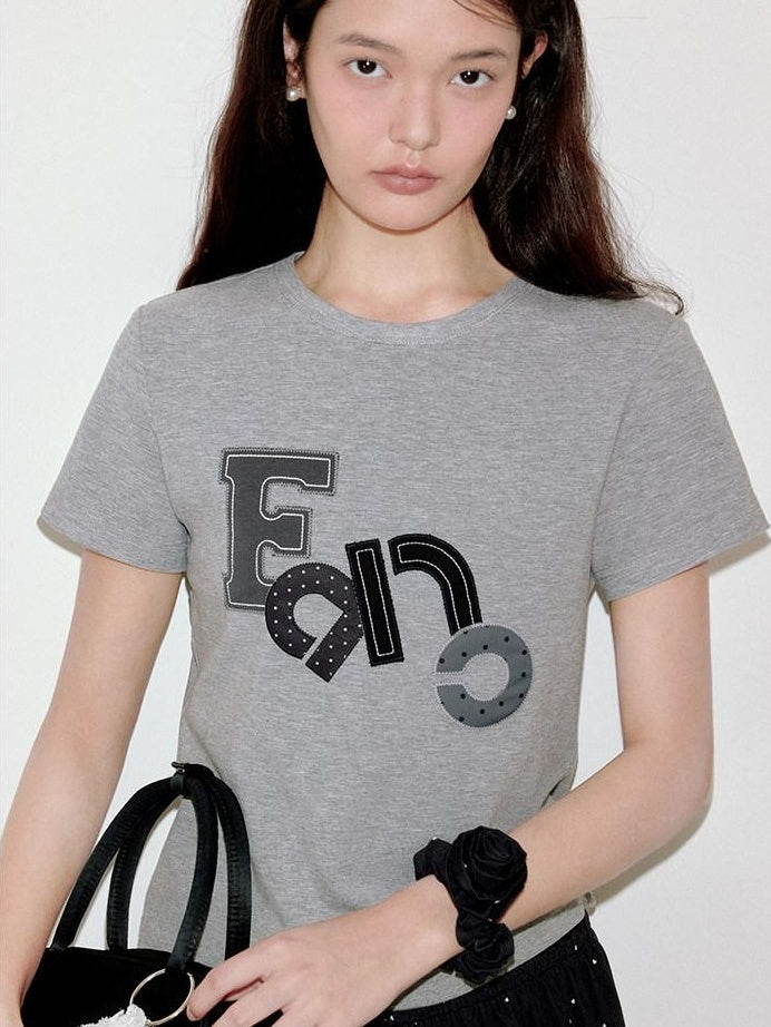 fano Creative Print Cotton Stretch Slim Fit Korean Crew Neck Short Sleeve T-Shirts