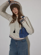 Lofi choose Cozy Knit Blend Relaxed Commuter Women Round Neck Long Sleeve T-Shirts