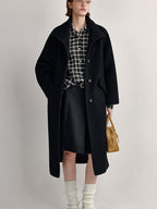 fano Soft Wool Blend Straight Cut Stand Collar Pockets Commuter Midlength Wool Coats