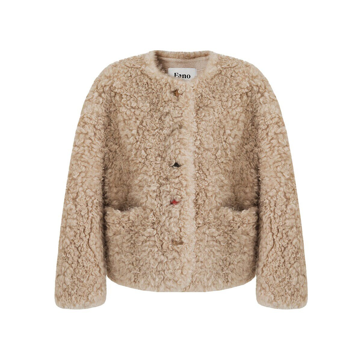fano_Faux_Fur_Straight_Cut_Minimal_Workwear_Women_Gray_Khaki_Short_Coat_MISSTT