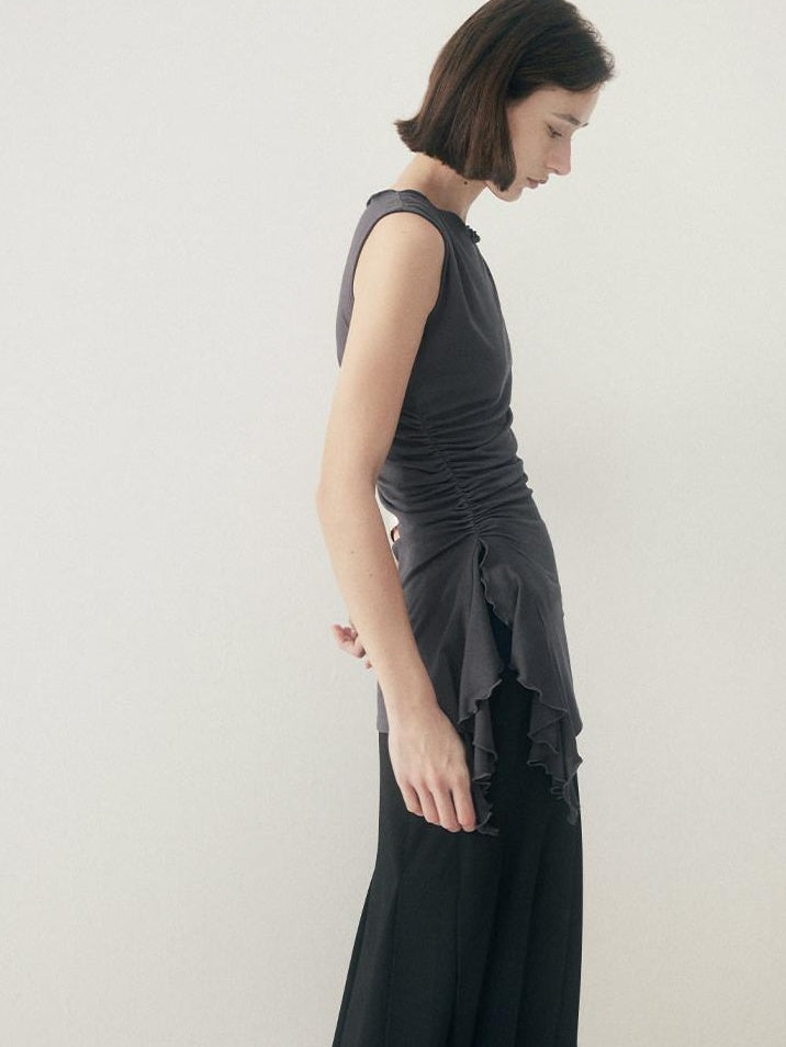 someonesometimes Original Strappy Solid Viscose Stretch Tee Off Shoulder Crop Tops