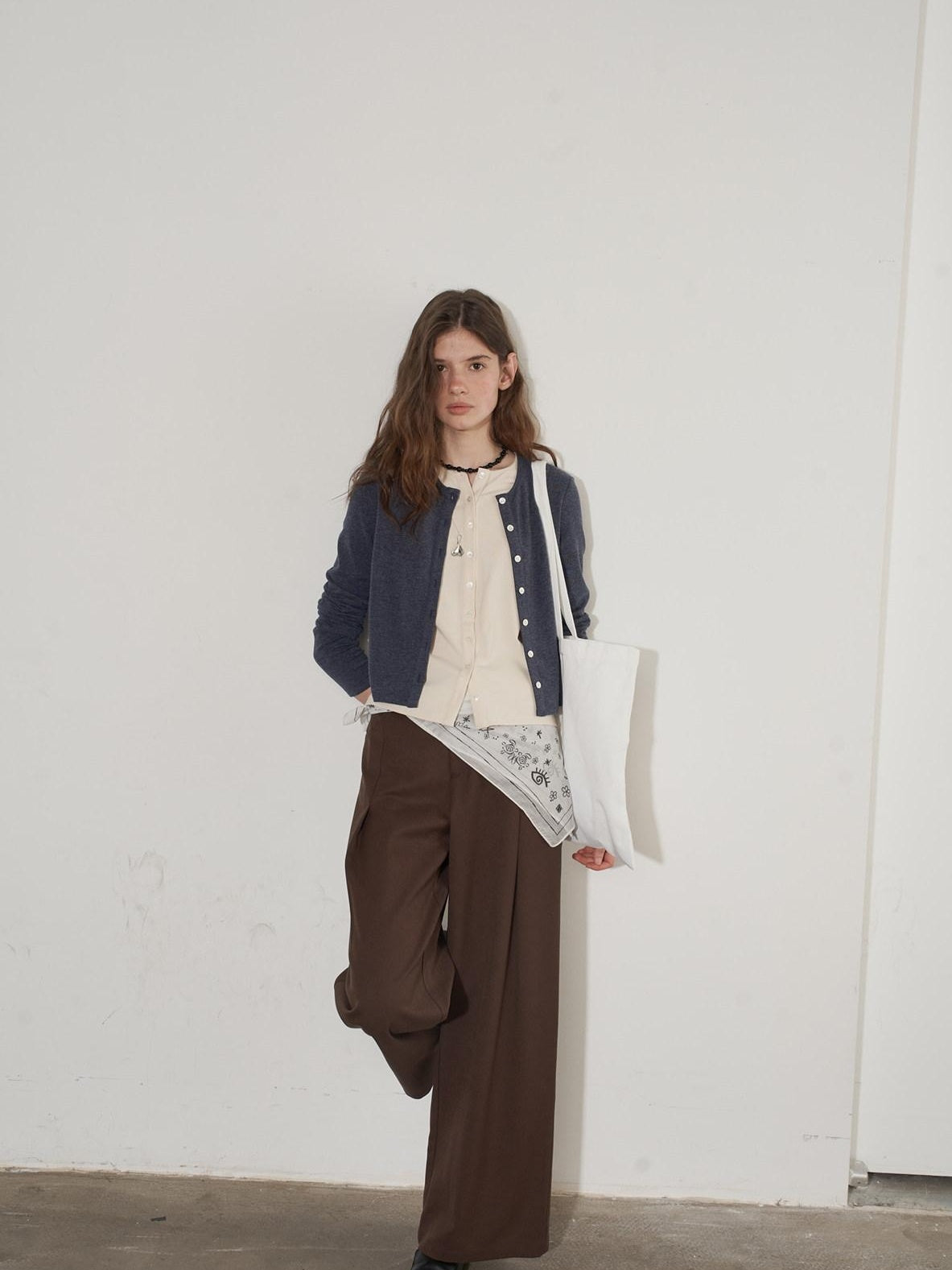 Lofi choose Two Tone Button Front Loose Fit Commuter Round Neck Women Knitwear Cardigans