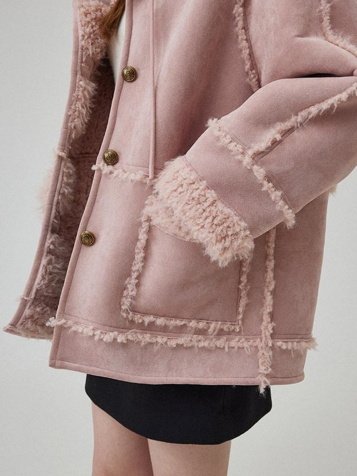 fano Warm Wool Blend Hooded Loose Patchwork Womens Commuter Long Coats