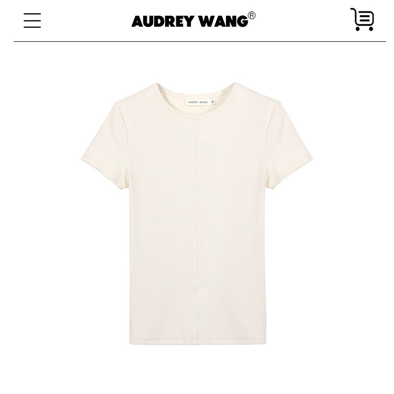 audreyyang_Viscose_Cotton_Slim_Fit_Casual_Round_Neck_Women_Solid_Short_Sleeve_T-Shirts_MISSTT
