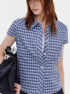 fano Breathable Cotton Blend Loose Short Sleeve Korean Commuter Plaid Shirts