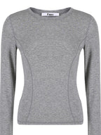 fano Lyocell Blend Slim Fit Minimal Commuter Crew Neck Women Long Sleeve T-Shirts