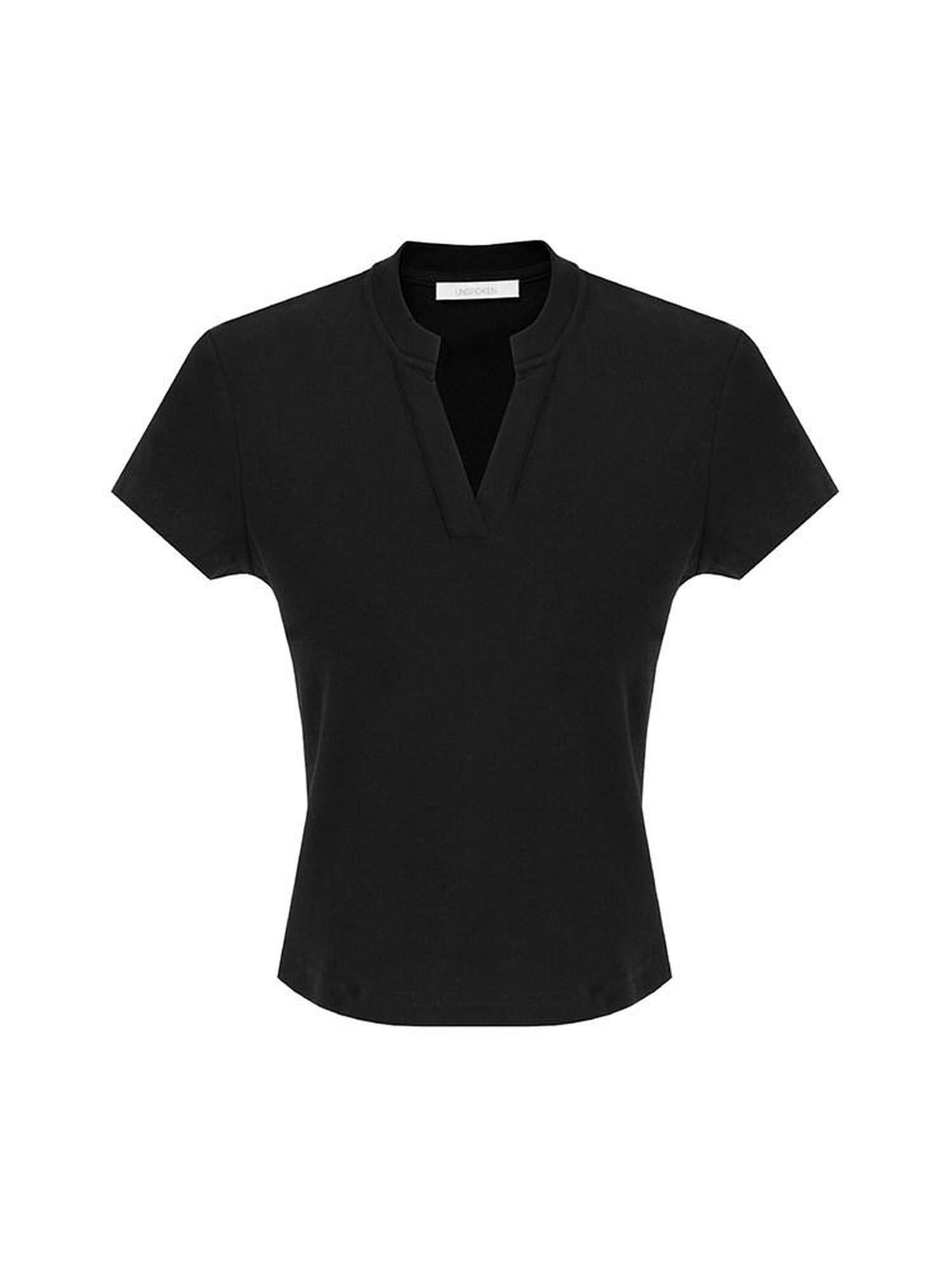 unspoken Moisture Wicking Slim V-neck Cropped Womens Viscose Blend Short Sleeve T-Shirts