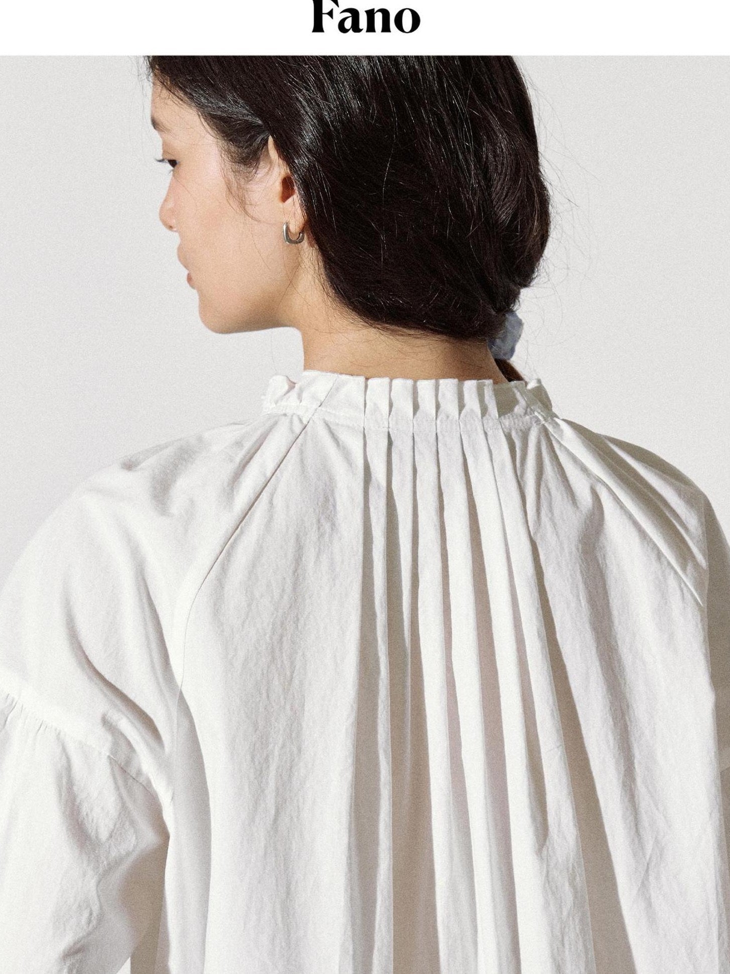 fano Breathable Lyocell Cotton Loose Round Neck Korean Long Sleeve White Blouses