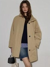 Lofi choose Office Ready Loose Fit Short Stand Collar Single Button Women Khaki Trench Coats