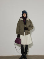 Lofi choose Pure Cotton High Waist Flared Loose Fit Women Office Off White Midi Skirts