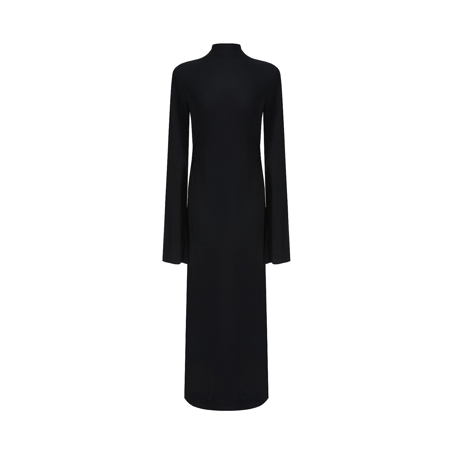 unspoken_Soft_Breathable_Viscose_Knit_High_Waist_Aline_Slim_Black_Maxi_Dresses_MISSTT