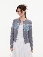 ikyou Lightweight Warmth Loose Knit Commuter Women Grey Cute Animal Cardigans