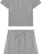 fano 96 Percent Cotton Soft Crop Top Mini Skirt Young Women Matching Top & Skirt Sets