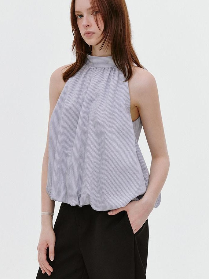 fano Soft Viscose Blend Striped Commuter Loose Halter For Women Halter Crop Tops