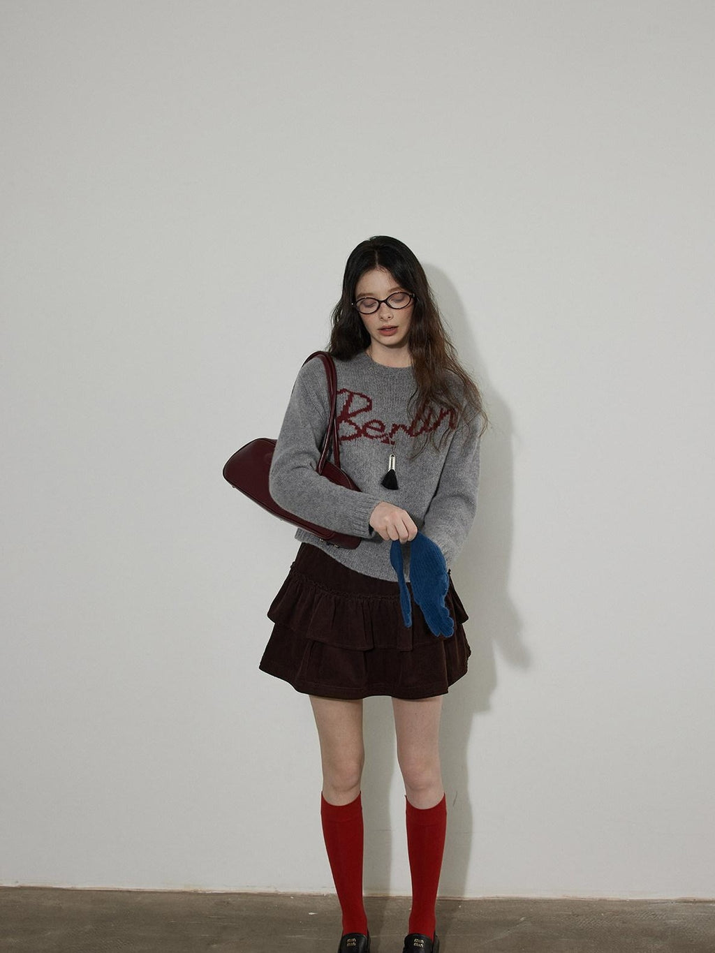Lofi choose High Waist Cotton Puff Skirt Loose Commuter Women Brown Mini Skirts