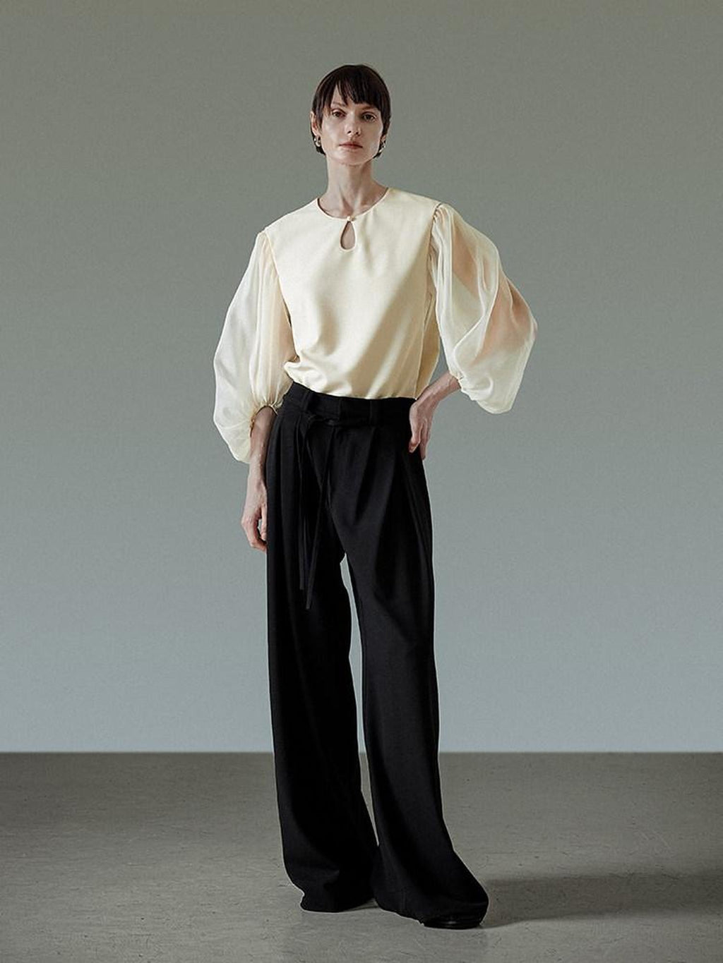 unspoken Breathable Original Loose Spliced Lantern Sleeve Pullover Polyester Blouses
