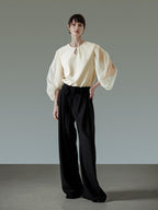 unspoken Breathable Original Loose Spliced Lantern Sleeve Pullover Polyester Blouses