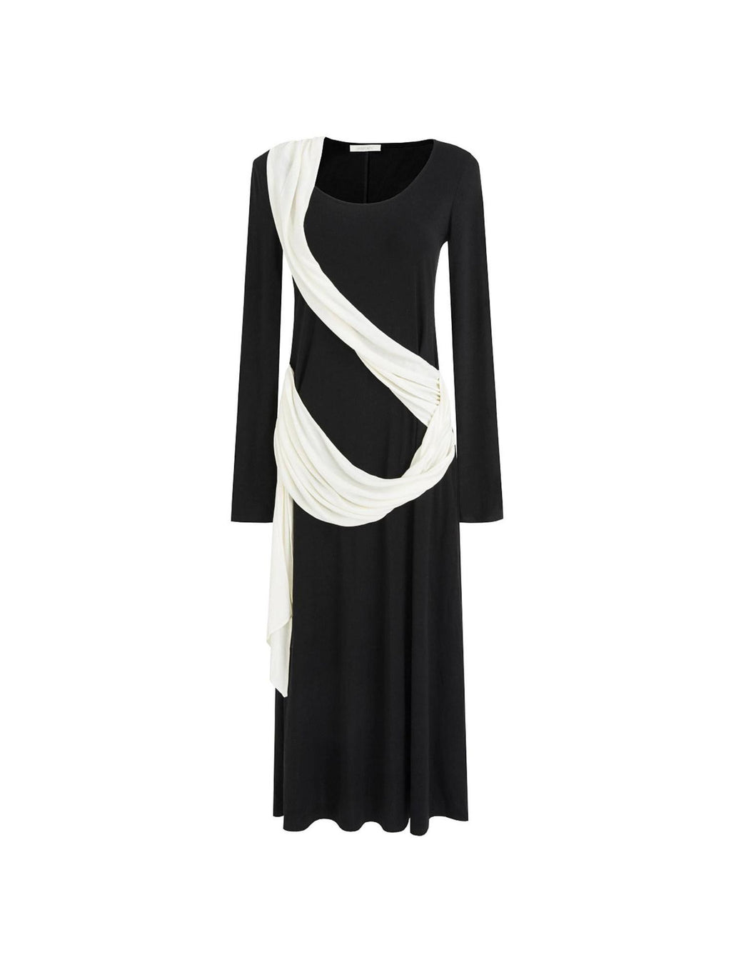 unspoken Slimming High Waist A Line Knit Long Sleeve Workwear Black Women Maxi Dresses