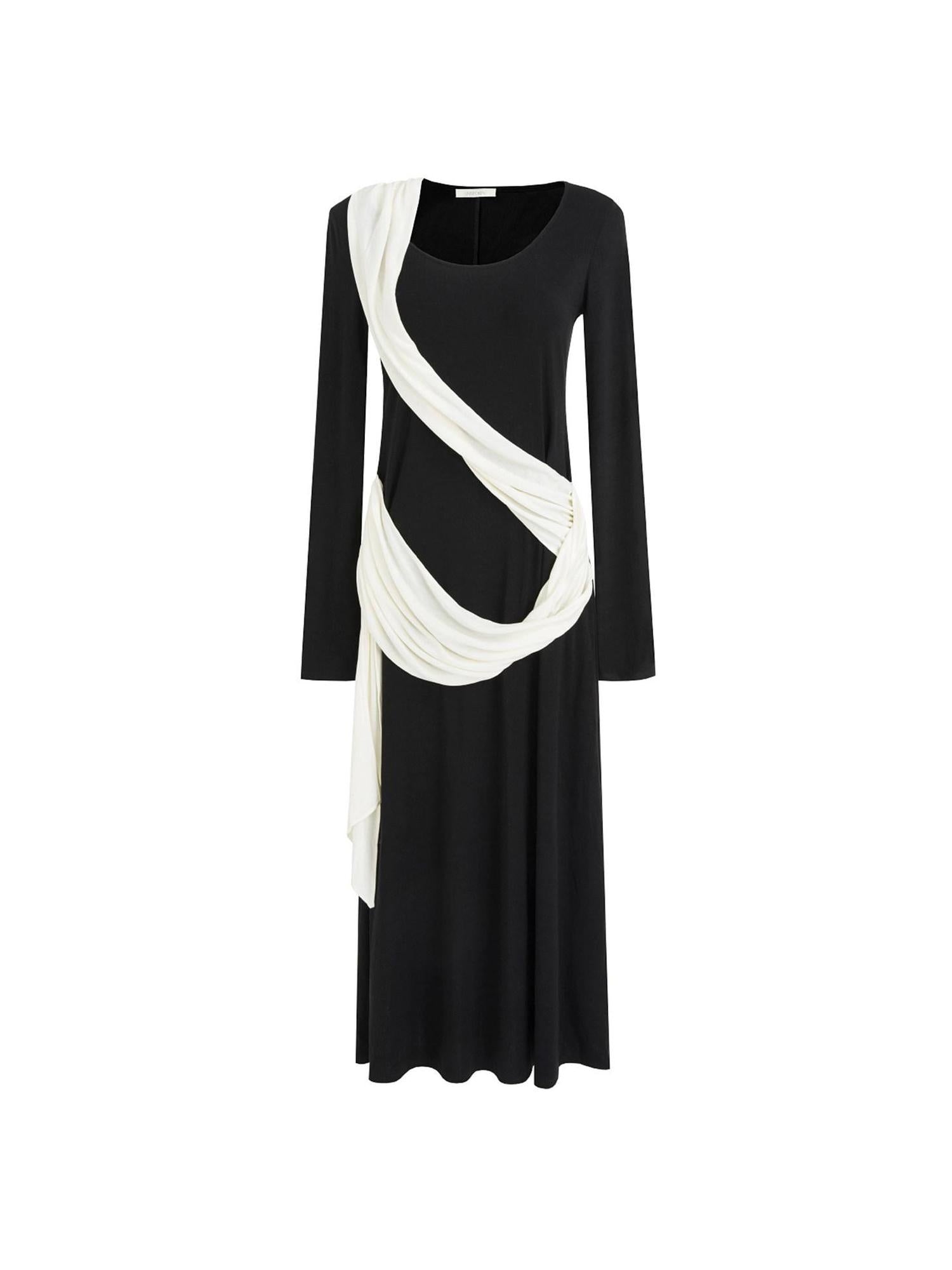 unspoken Slimming High Waist A Line Knit Long Sleeve Workwear Black Women Maxi Dresses