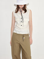 fano Breathable Viscose Linen Blend Slim Fit Office Commuter Solid Tank Tops