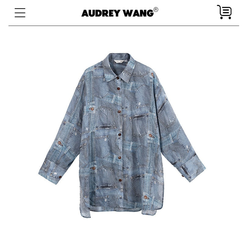 audreyyang_Breathable_Rayon_Loose_Fit_Lapel_Button_Floral_Denim_Top_&_Pants_Sets_MISSTT