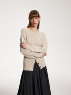 someone sometimes Acrylic Blend Speckled Beige Crew Neck Pullover Office Knitwear Sweaters