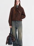fano Breathable Cotton Distressed Natural Waist Loose Fit Blue Wide Leg Jeans