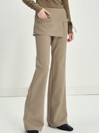 someonesometimes Asymmetrical Tie Natural Waist Micro Flare Women Polyester Blend Flared Pants