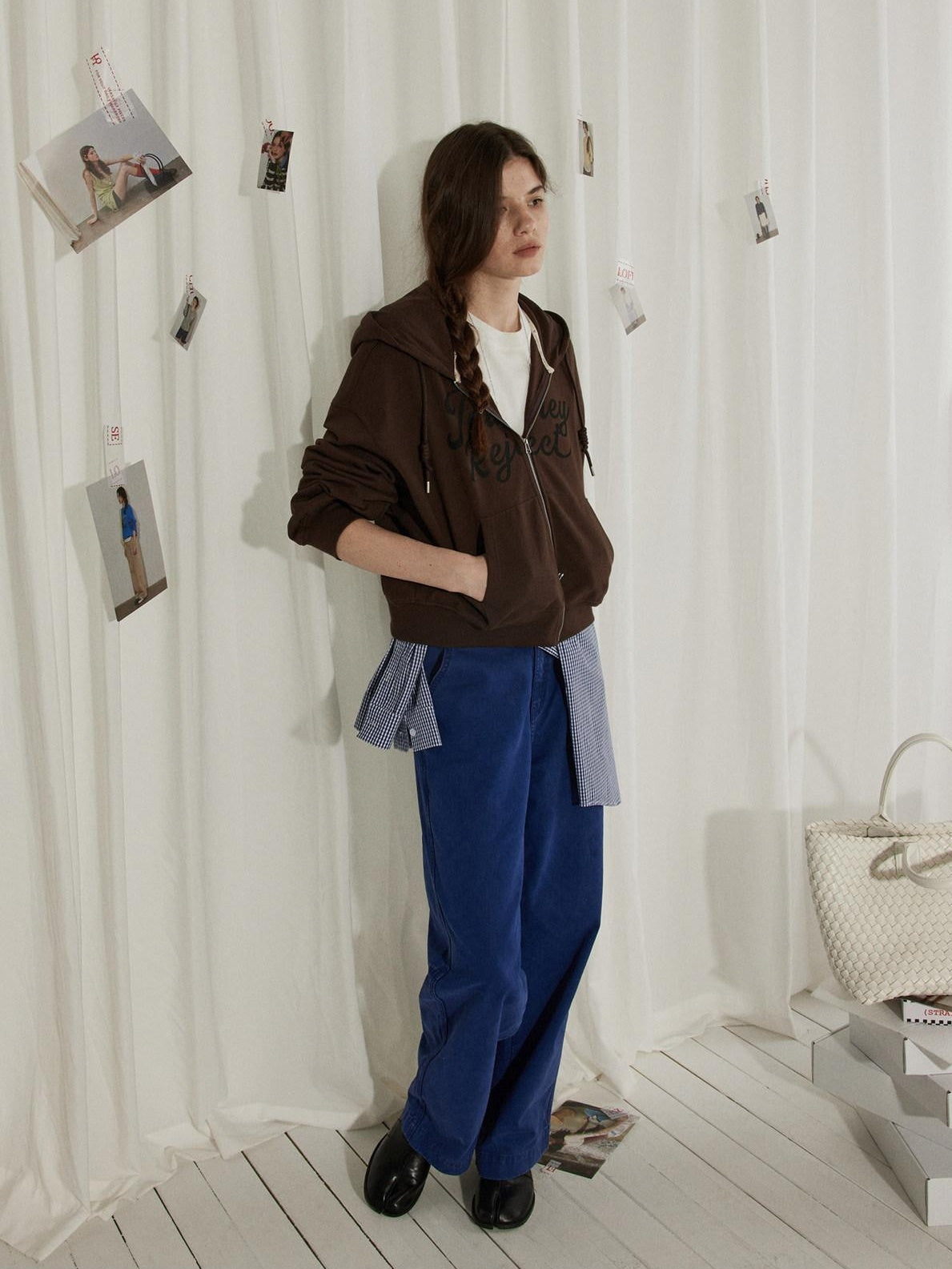 Lofi choose High Waist Distressed Vintage Blue Relaxed Cotton Zip Fly Womens Wide Leg Jeans