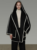 unspoken Premium Wool Alpaca Blend Straight Tailored Office Notch Lapel Black Wool Coats