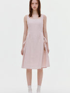 fano Tencel Lyocell Aline Sleeveless Square Neck Korean Commuter Midi Dresses