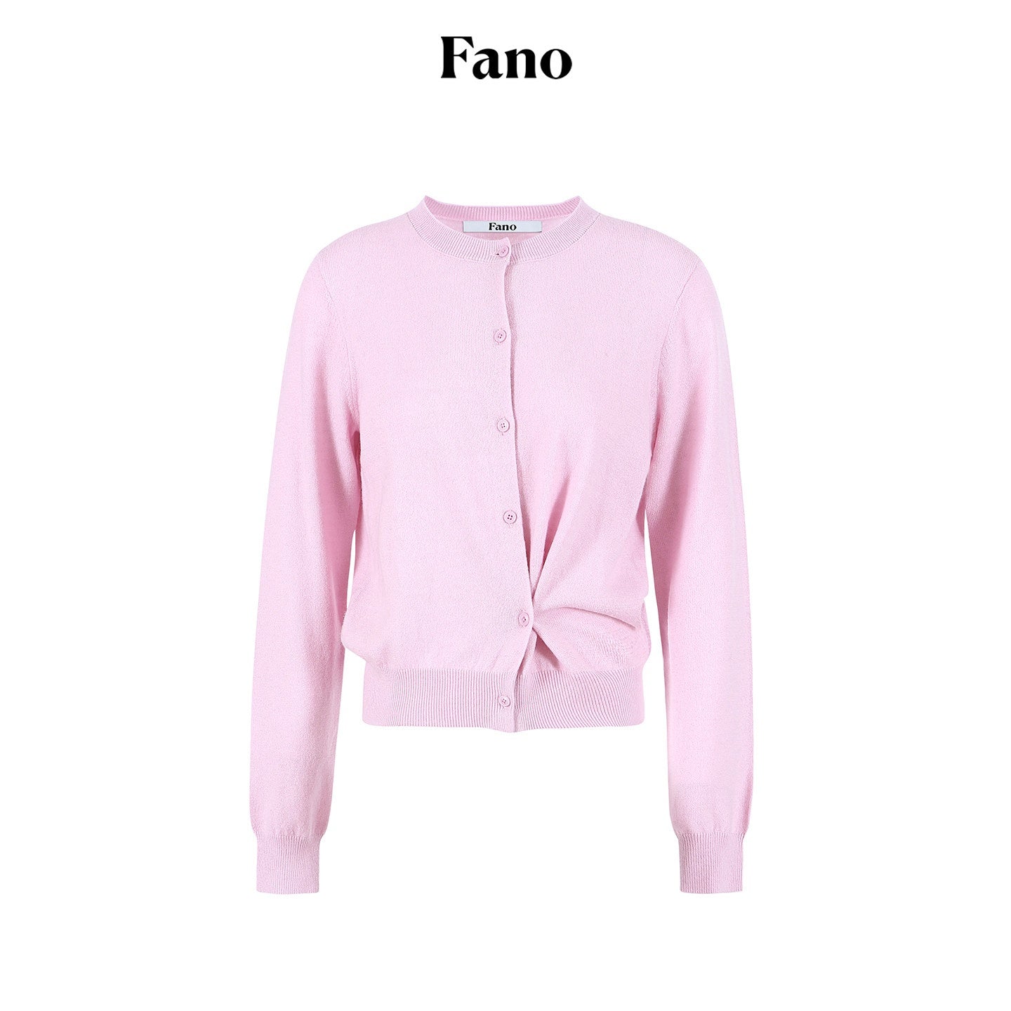 fano_Durable_Pure_Sheep_Wool_Slouchy_Crew_Neck_Buttoned_Pink_Knit_Women_Cardigans_MISSTT