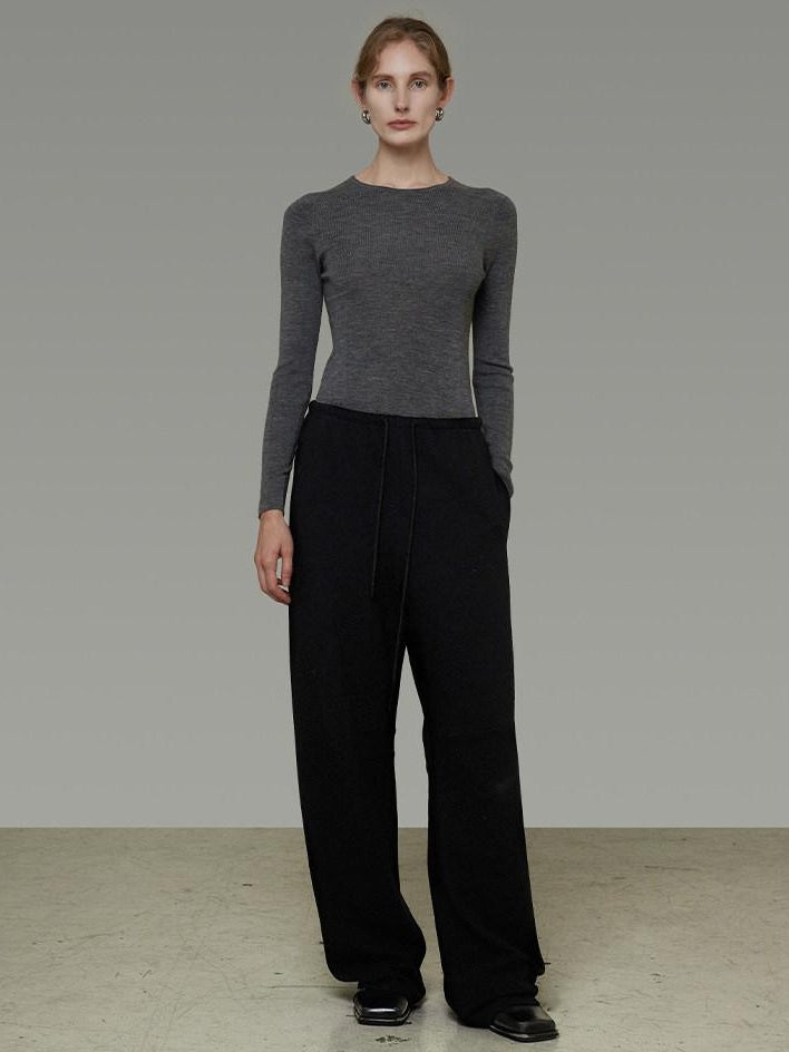 unspoken Breathable Pure Sheepswool Minimal Slim Fit Womens Crew Neck Pullover Sweaters