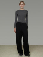 unspoken Breathable Pure Sheepswool Minimal Slim Fit Womens Crew Neck Pullover Sweaters