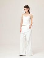 ikyou Lace V-neck Slim Fit Slight Stretch Daily Wear Women White Short Thin Camisoles
