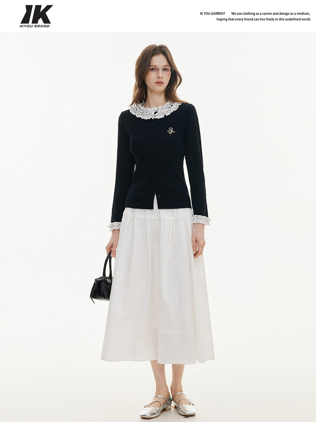 ikyou Shape Retaining A Line High Waist Drawstring Women Cotton Nylon Midi Skirts