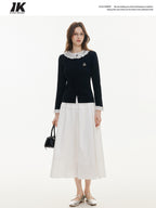 ikyou Shape Retaining A Line High Waist Drawstring Women Cotton Nylon Midi Skirts