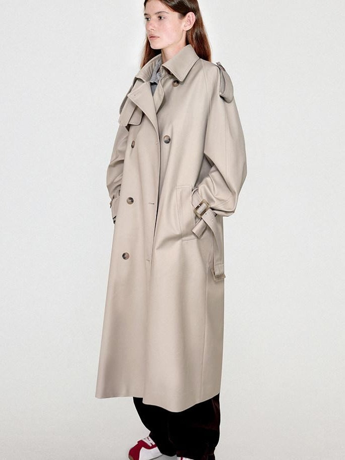 fano Mid Length Single Breasted Korean Commuter Straight Fit Solid Women Trench Coats
