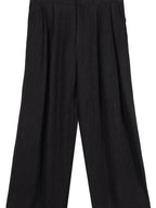 audreyyang Shape Retention Viscose Blend Loose Collared Button Women Black Top & Pants Sets